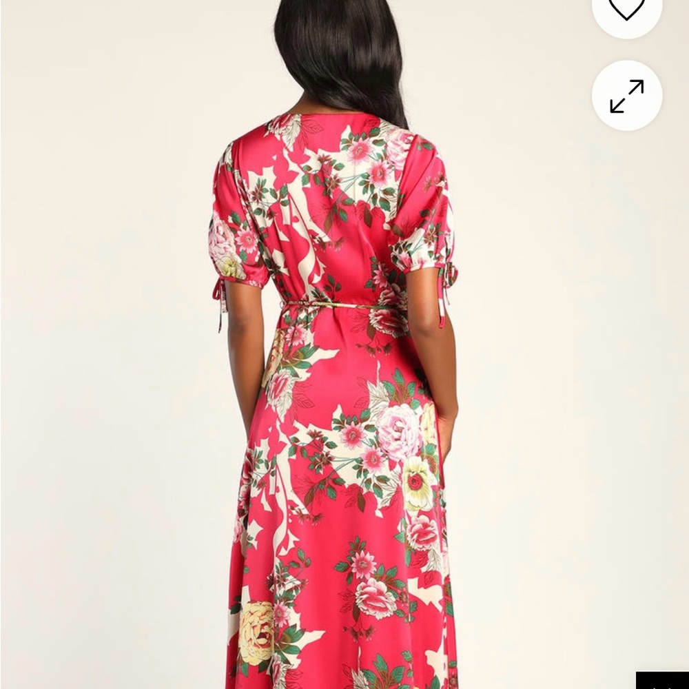 Lulu's Pink and White Ruffled Wrap Maxi Dress